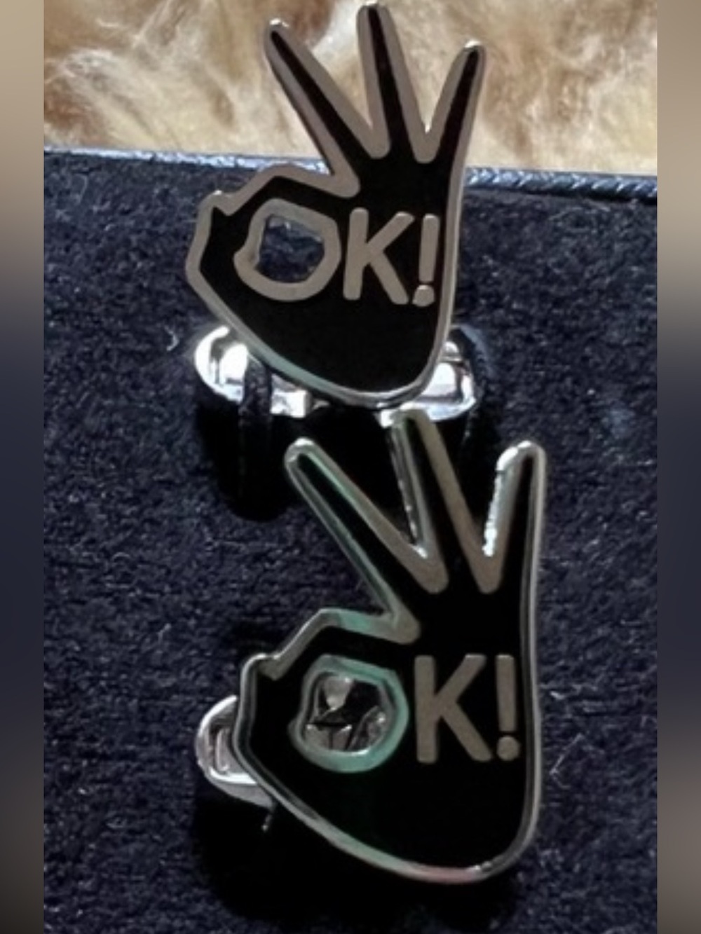 NWT Paul Smith OK Hand Enamel Cufflinks Set - Black & Silver